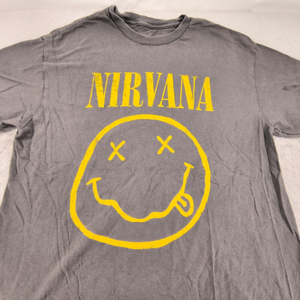 Nirvana Band Casual Crew Neck Graphic Shirt Adult Mens Medium M Gray Yellow